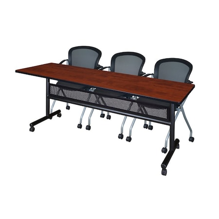 Kobe Rectangle FlipTop Table, 84" W, 29" H, Laminate Top, Cherry MKFTM8424CH23BK